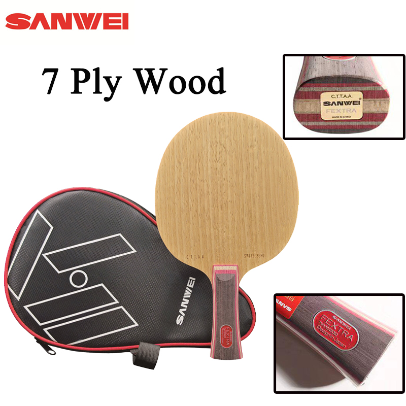 Outdoor Furniture Wood - 新しいSANWEI FEXTRA 7卓球ブレード7枚合板リムバ・アユスウッドプロフェッショナルピンポンラケットバットパドルクイックアタック＆ループ