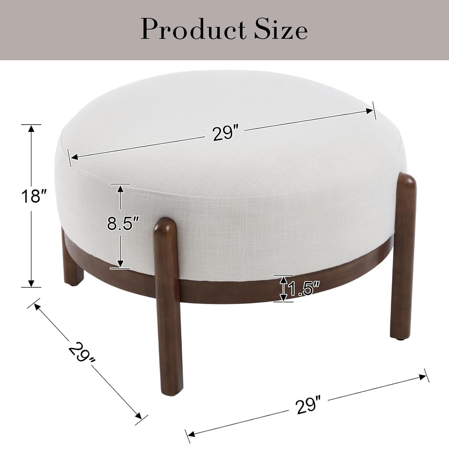 シェルパ生地のオットマンベンチ、木製脚付き、リビングルームや - Outdoor Furniture Wood のレビューと価格