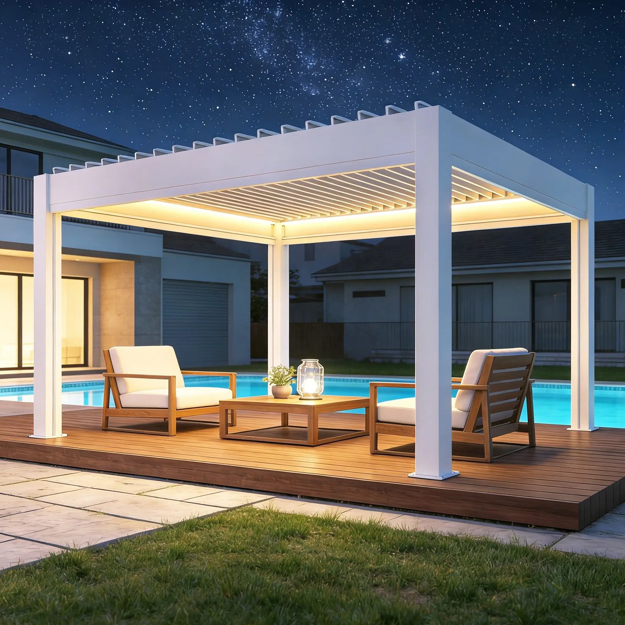 モダンなデザインのオーダーメイドオープンエアパーゴラ。手頃な - Outdoor Furniture Metal のレビューと価格