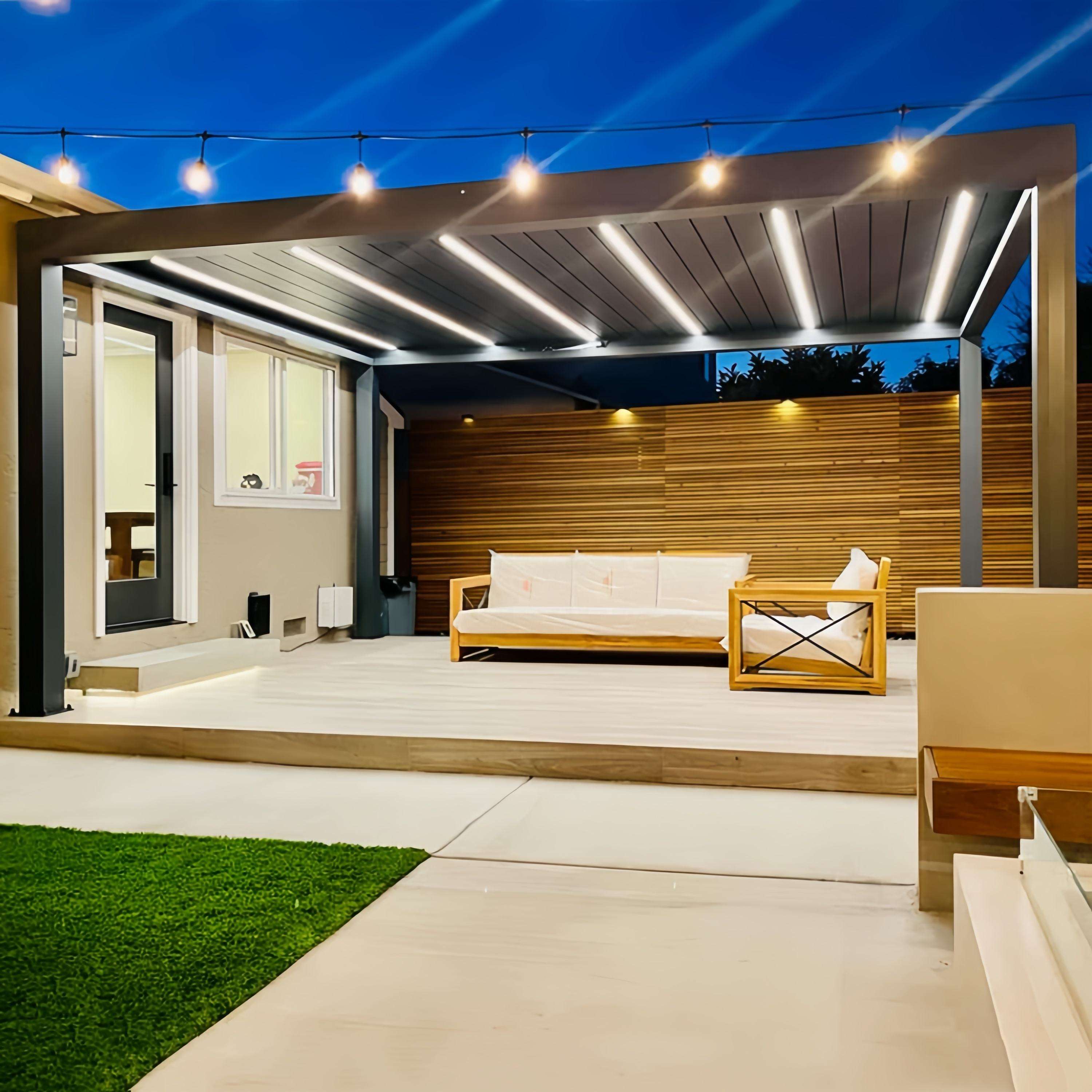 手頃な価格の裏庭用長方形アルミ合金製パビリオン、調整可能なブ - Outdoor Furniture Metal のレビューと価格