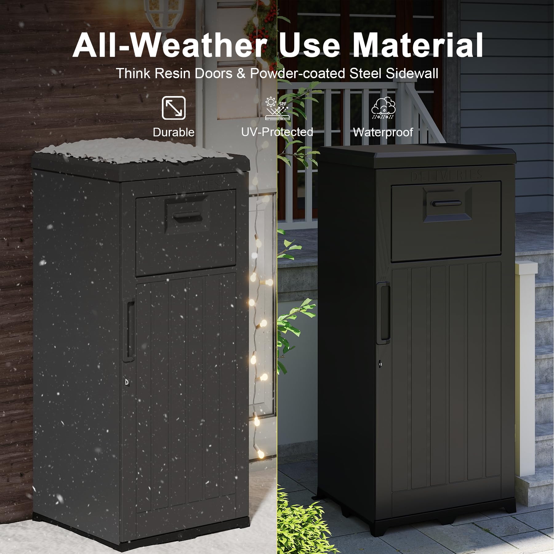 屋外用大型宅配ボックス。鍵付きで防水性があり、樹脂製で防犯性 - Outdoor Furniture Metal のレビューと価格